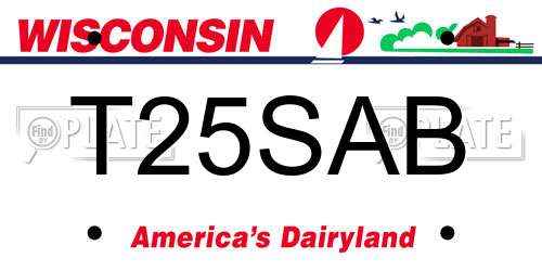 T25SAB Wisconsin License Plate