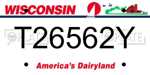 T26562Y Wisconsin License Plate