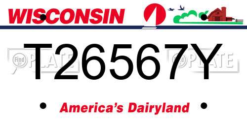 T26567Y Wisconsin License Plate