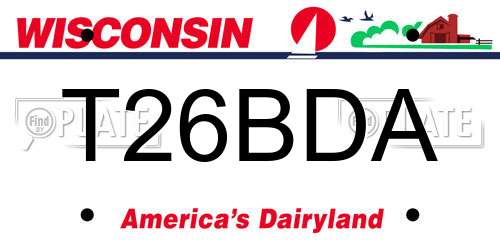 T26BDA Wisconsin License Plate