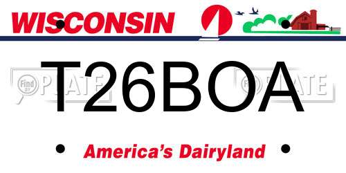 T26BOA Wisconsin License Plate