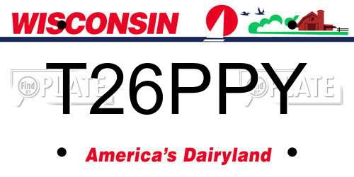 T26PPY Wisconsin License Plate