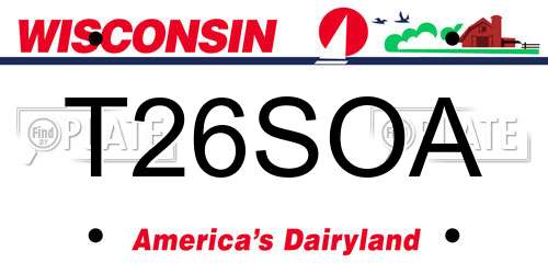 T26SOA Wisconsin License Plate