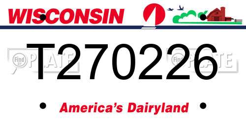 T270226 Wisconsin License Plate