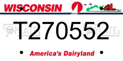 T270552 Wisconsin License Plate