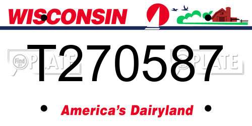 T270587 Wisconsin License Plate