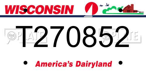 T270852 Wisconsin License Plate