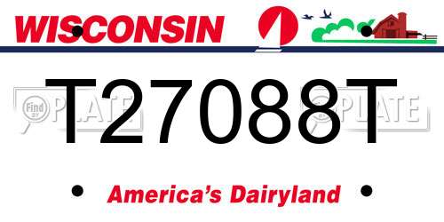 T27088T Wisconsin License Plate