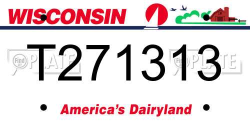 T271313 Wisconsin License Plate
