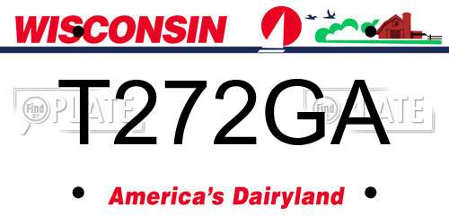 T272GA Wisconsin License Plate