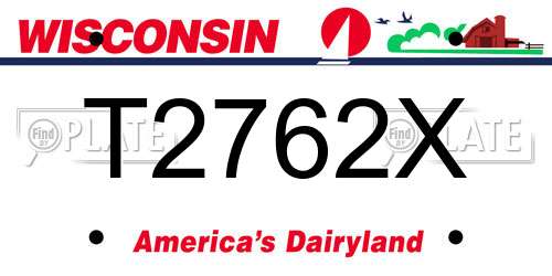 T2762X Wisconsin License Plate