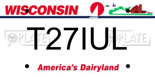 T27IUL Wisconsin License Plate