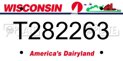T282263 Wisconsin License Plate