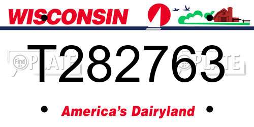 T282763 Wisconsin License Plate