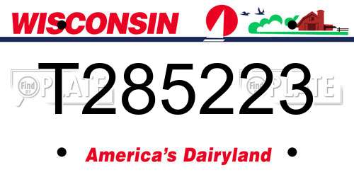 T285223 Wisconsin License Plate