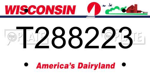 T288223 Wisconsin License Plate