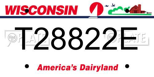 T28822E Wisconsin License Plate