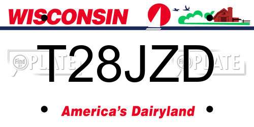 T28JZD Wisconsin License Plate