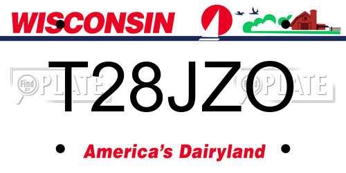 T28JZO Wisconsin License Plate