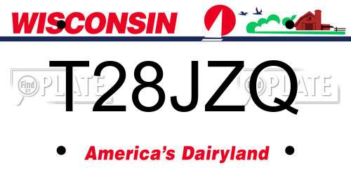 T28JZQ Wisconsin License Plate