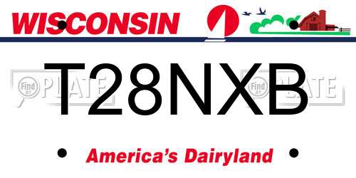 T28NXB Wisconsin License Plate