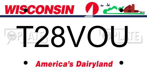 T28VOU Wisconsin License Plate