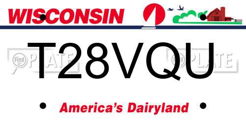 T28VQU Wisconsin License Plate