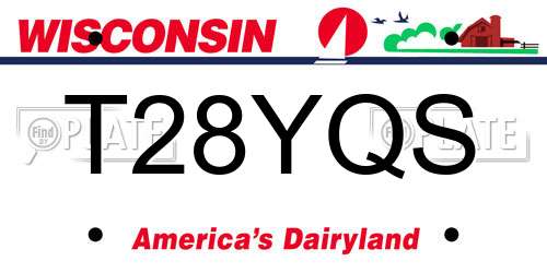 T28YQS Wisconsin License Plate