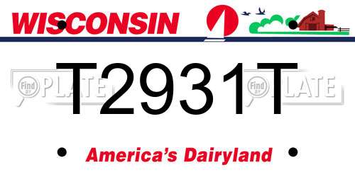 T2931T Wisconsin License Plate