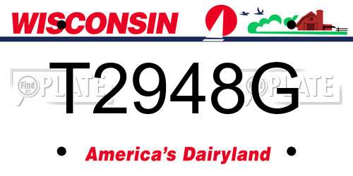 T2948G Wisconsin License Plate