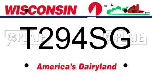 T294SG Wisconsin License Plate