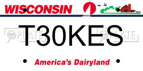 T30KES Wisconsin License Plate