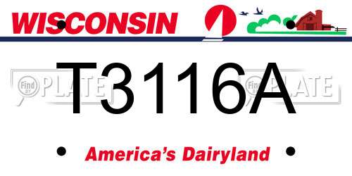 T3116A Wisconsin License Plate