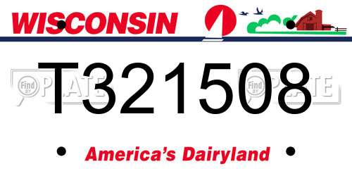 T321508 Wisconsin License Plate
