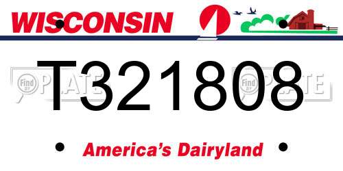 T321808 Wisconsin License Plate
