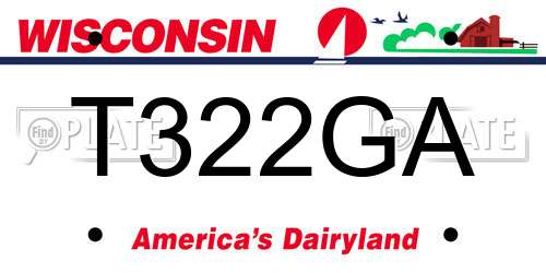 T322GA Wisconsin License Plate