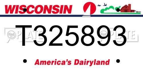 T325893 Wisconsin License Plate