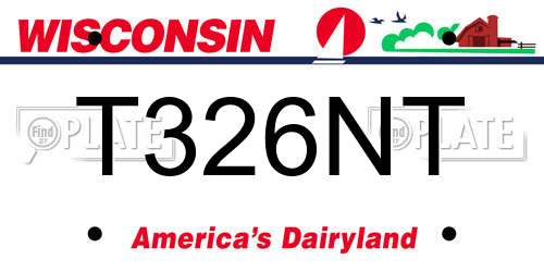 T326NT Wisconsin License Plate