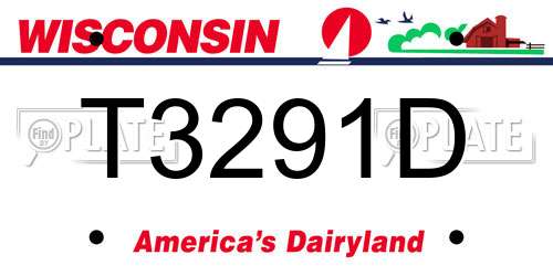 T3291D Wisconsin License Plate