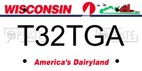 T32TGA Wisconsin License Plate