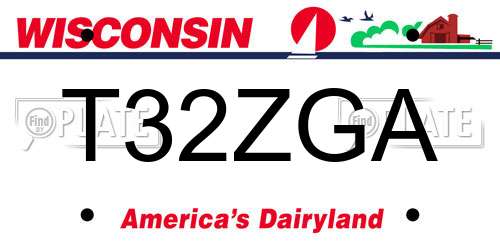 T32ZGA Wisconsin License Plate