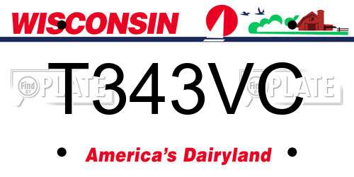 T343VC Wisconsin License Plate