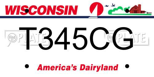 T345CG Wisconsin License Plate