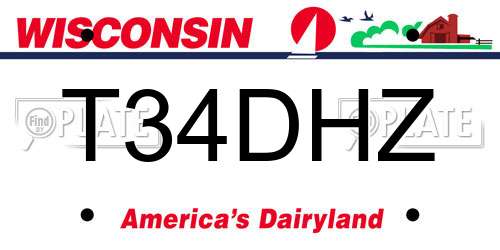 T34DHZ Wisconsin License Plate