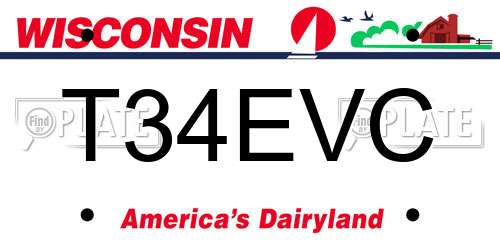 T34EVC Wisconsin License Plate