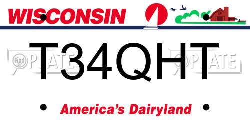 T34QHT Wisconsin License Plate