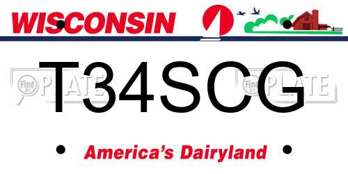 T34SCG Wisconsin License Plate