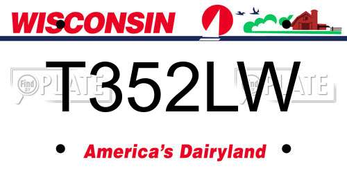 T352LW Wisconsin License Plate