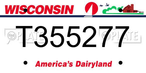 T355277 Wisconsin License Plate