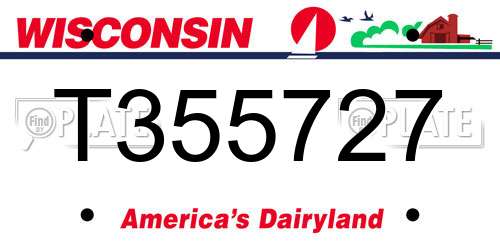 T355727 Wisconsin License Plate